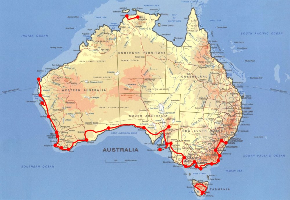 Karte Australiens