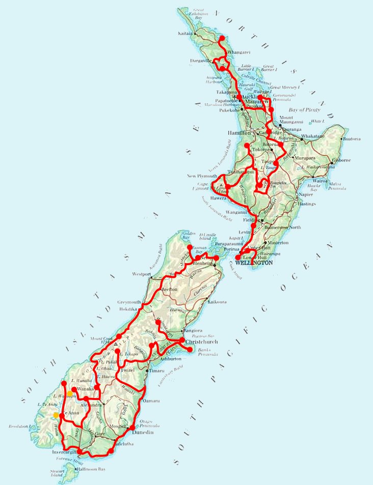 Karte Neuseelands